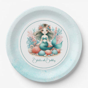 Assiettes En Carton "Fête d'anniversaire de sirène « Sous la princesse