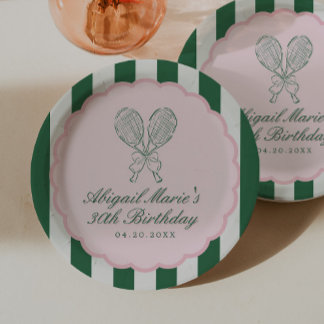 Assiettes En Carton Fête d'anniversaire de tennis sur les courts du Co