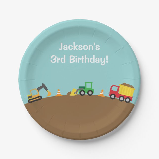 Assiettes En Carton Fête d'anniversaire de thème de véhicules de (Devant)