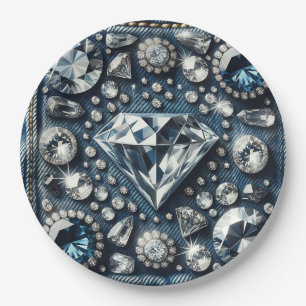 Assiettes En Carton Fête d'anniversaire Denim & Diamonds Glam Bling