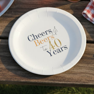 Assiettes En Carton Fête d'anniversaire des 40 ans Cheers Beers