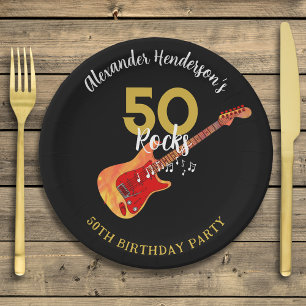 Assiettes En Carton Fête d'anniversaire des 50 ans du Rock and Roll