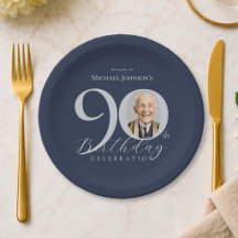 Fête d'anniversaire des 90 ans élégante photo bleu