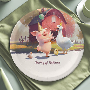 Assiettes En Carton Fête d'anniversaire des animaux de ferme