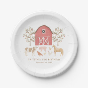 Assiettes En Carton Fête d'anniversaire des animaux de ferme