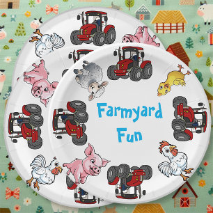 Assiettes En Carton Fête d'anniversaire des animaux de la ferme et du