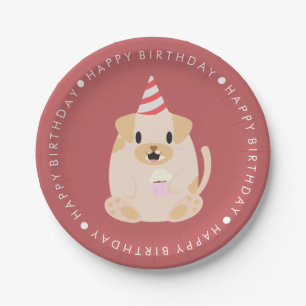Assiettes En Carton Fête d'anniversaire des enfants de mignons chiens