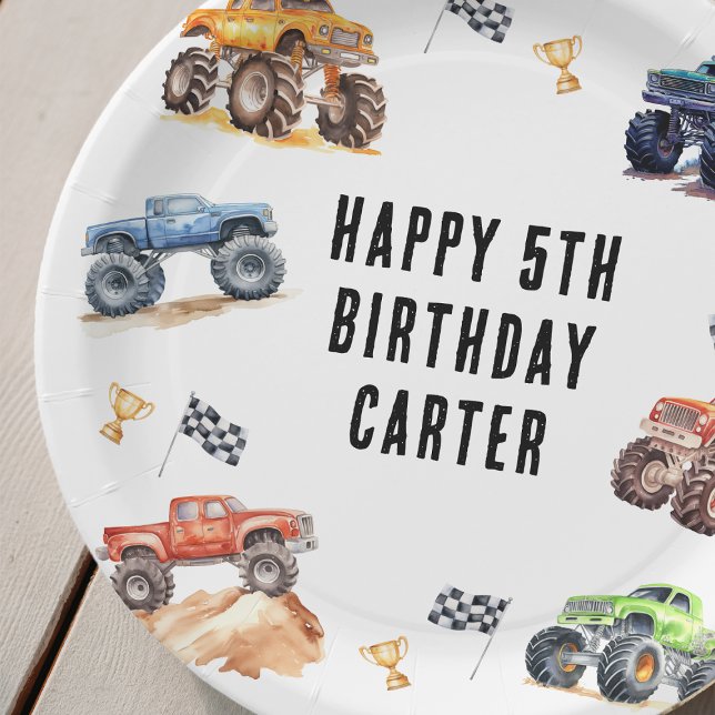Assiettes En Carton Fête d'anniversaire des Enfants Monster Trucks (Créateur téléchargé)