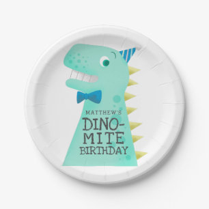 Assiettes En Carton Fête d'anniversaire des garçons DINO-MITE Dinosaur