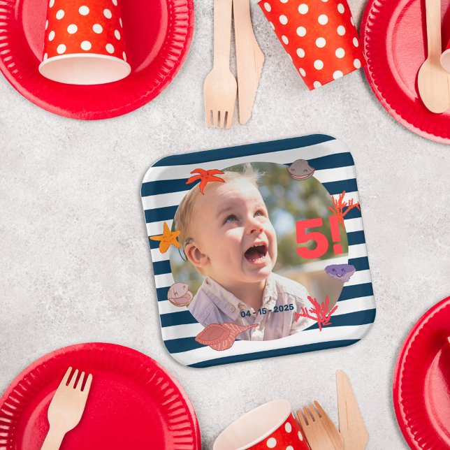 Assiettes En Carton Fête d'anniversaire des marins d'été pour enfants (Créateur téléchargé)