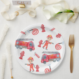 Assiettes En Carton Fête d'anniversaire des pompiers