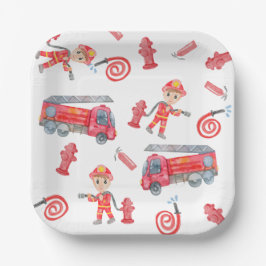 Assiettes En Carton Fête d'anniversaire des pompiers