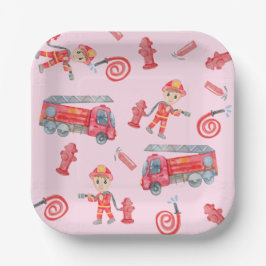 Assiettes En Carton Fête d'anniversaire des pompiers
