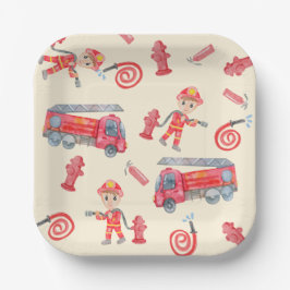 Assiettes En Carton Fête d'anniversaire des pompiers