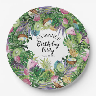 Assiettes En Carton Fête d'anniversaire d'été de verdure du fruit