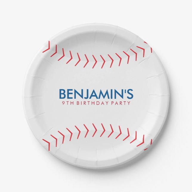 Assiettes En Carton Fête d'anniversaire du baseball (Devant)