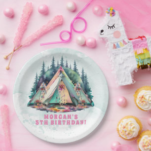 Assiettes En Carton Fête d'anniversaire du Camping Sleepover
