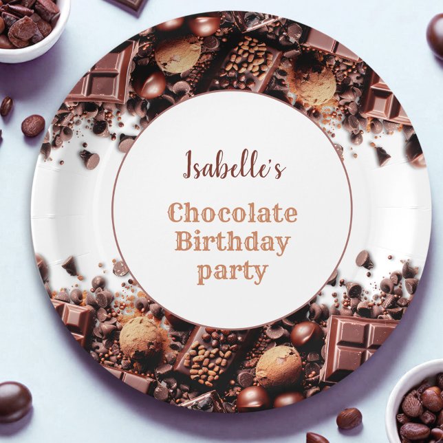 Assiettes En Carton Fête d'anniversaire du chocolat (Chocolate Birthday Party Paper Plates )