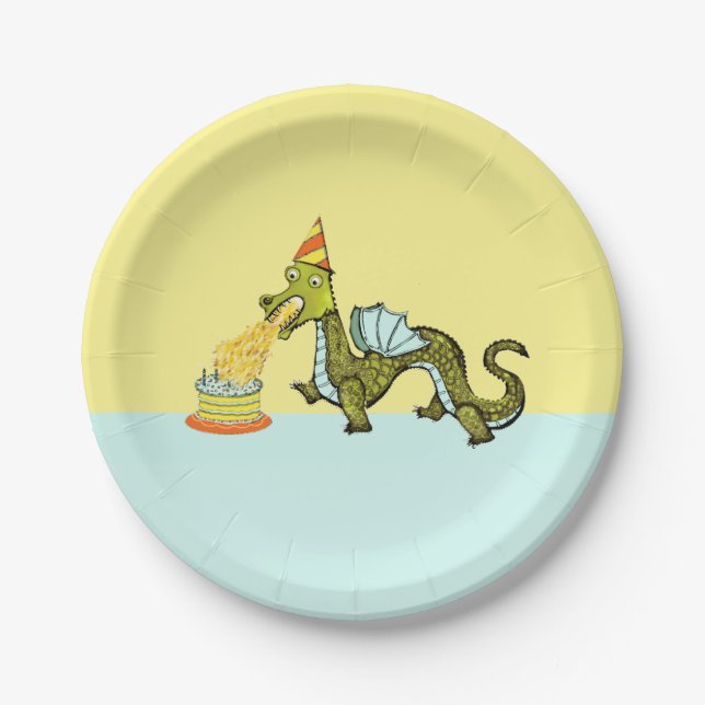 Assiettes En Carton Fête d'anniversaire du dragon (Devant)