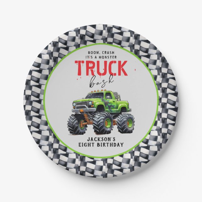 Assiettes En Carton Fête d'anniversaire du Monster Truck Enfants Moder (Devant)