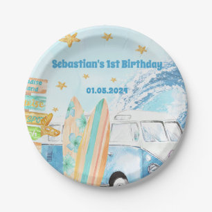 Assiettes En Carton Fête d'anniversaire du surf de plage