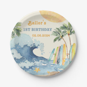 Assiettes En Carton Fête d'anniversaire du surf de plage