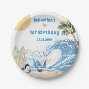 Assiettes En Carton Fête d'anniversaire du surf de plage