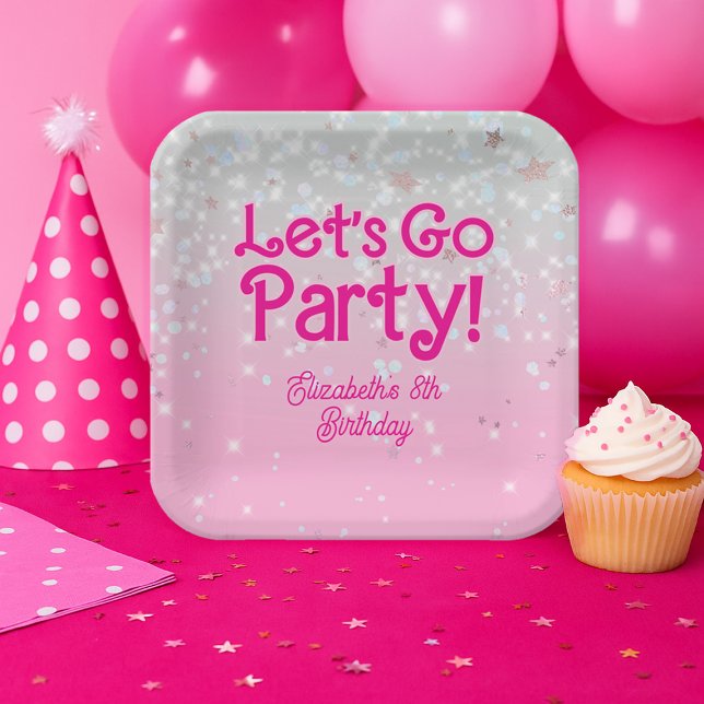 Assiettes En Carton Fête d'anniversaire du très tendance rose (Trendy Pink Let's Go Party Birthday Party Paper Plates
#letsgoparty
#glampinkbirthdayparty
)