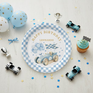 Assiettes En Carton Fête d'anniversaire d'un garçon de 1 an avec voitu