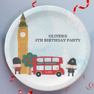 Assiettes En Carton Fête d'anniversaire enfant Bus Rouge de Londres &