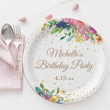 Fête d'anniversaire florale rose bleu jaune