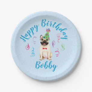 Assiettes En Carton Fête d'Anniversaire Français Bulldog Plaques en pa