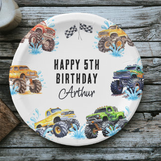 Assiettes En Carton Fête d'anniversaire Fun Monster Truck Piscine