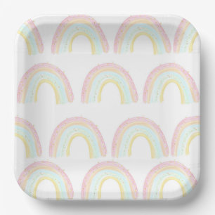 Assiettes En Carton Fête d'anniversaire Girl Pastel Rainbow