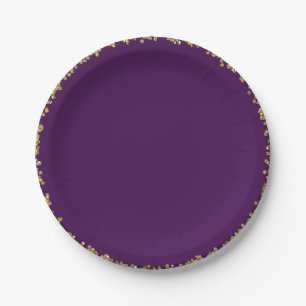 Assiettes En Carton Fête d'anniversaire glamour violet avec paillettes