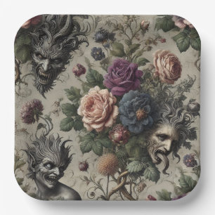 Assiettes En Carton Fête d'anniversaire - Gothique victorien Floral