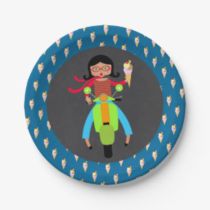 Assiettes En Carton Fête d'anniversaire italienne de fille de scooter
