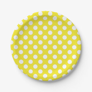 Assiettes En Carton Fête d'anniversaire jaune et blanche ensoleillée