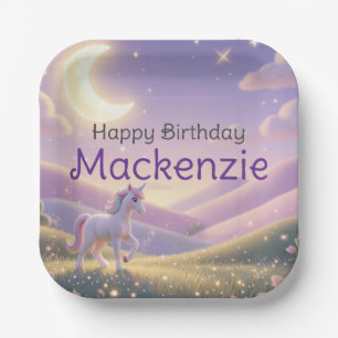 Assiettes En Carton Fête d'anniversaire Licorne Céleste
