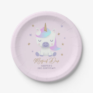 Assiettes En Carton Fête d'anniversaire magique de thème de licorne