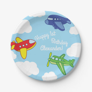 Assiettes En Carton Fête d'anniversaire mignonne d'avions et de jets