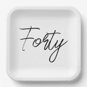 Assiettes En Carton Fête d'anniversaire moderne blanche et noire