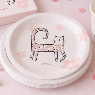 Assiettes En Carton Fête d'anniversaire moderne fantaisiste rose pour 