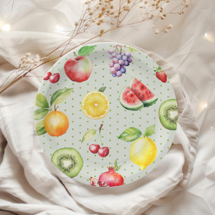 Assiettes En Carton Fête d'anniversaire motif de fruits frutti à deux 