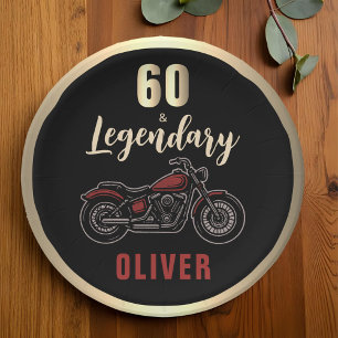 Assiettes En Carton Fête d'anniversaire moto vintage 60 ans