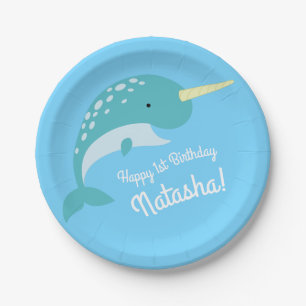 Assiettes En Carton Fête d'anniversaire Narwhal