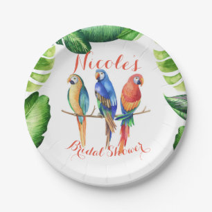 Assiettes En Carton Fête d'anniversaire Perroquets Tropicaux Oiseaux e