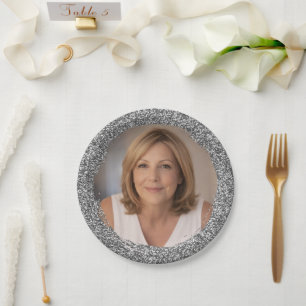 Assiettes En Carton Fête d'anniversaire personnalisée avec paillettes 