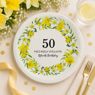 Assiettes En Carton Fête d'anniversaire personnalisée de 50 ans avec j