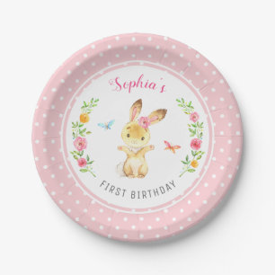 Assiettes En Carton Fête d'anniversaire personnalisée de la fille lapi